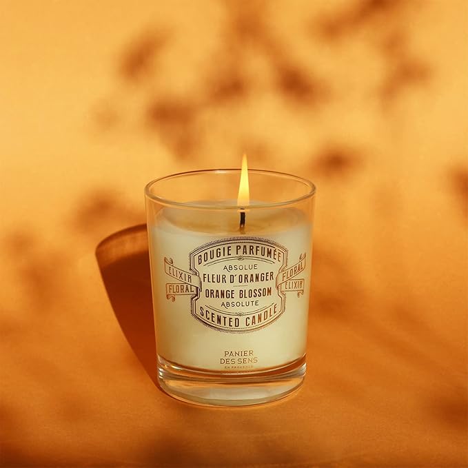Panier des Sens Orange Blossom Long-Lasting Scented Candle, 6.3 oz | Hand-Poured In Provence | Up To 55 Hours Burn Time | 100% Natural Cotton Wick | Long-Lasting French Home Fragrance