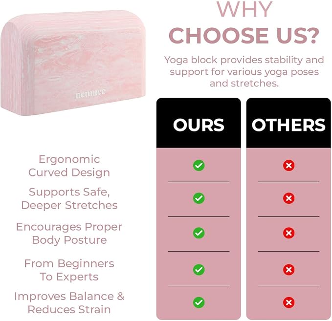 Yoga Block, EVA Foam Yoga Brick with Arc Shape & Non-Slip Grip, Lightweight Portable Yoga Block for Women Men, Ink Painting Design, Yoga Accessories for Poses, Pilates, Meditation, Balance & Stretching