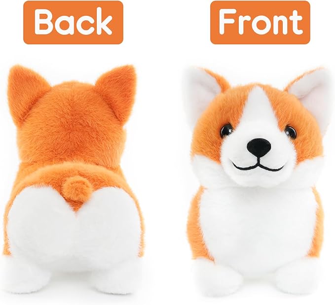 Corgi Plush Toy, 12 Inch Cute Stuffed Animal, Soft Kawaii Dog Pillow, Realistic Welsh Corgi Puppy, Gifts for Kids and Dog Lovers, Orange and White