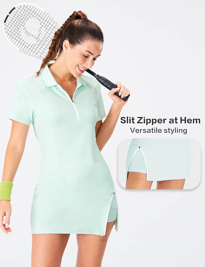 Hiverlay Tennis Dress Golf Dresses for Women with Built in Shorts | Polo Dress, Golf Outfit, 2 Pockets, UPF 50+ Pickball Hiking Workout Active Athletic Dresses,Summer Gym