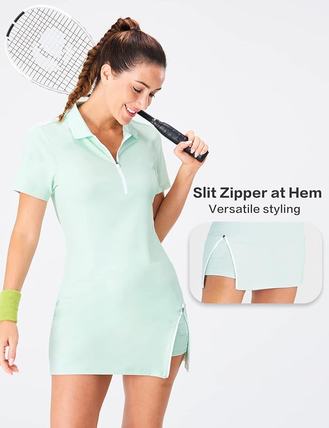 Hiverlay Tennis Dress Golf Dresses for Women with Built in Shorts | Polo Dress, Golf Outfit, 2 Pockets, UPF 50+ Pickball Hiking Workout Active Athletic Dresses,Summer Gym