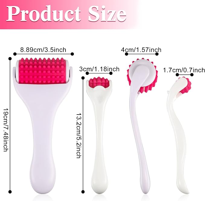 Tondiamo 2 Pcs Muscle Roller Gift Fascia Stick Cellulite Face Muscle Body Massage Roller Massage Tool for Relief Neck Arm Back Leg Body Deep Release(White,Silicone)