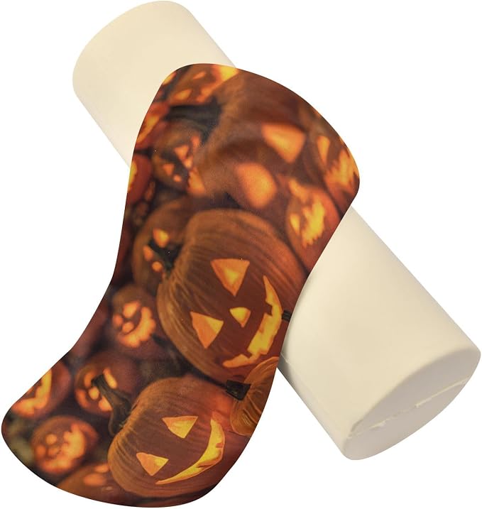 Orange Cute Halloween Pumpkin Lanterns Neck Roll Pillow Bolster Round Health Memory Foam Long Cervical Cylinder Pillows with Removable Washable Cover for Body Bed Legs Back Yoga