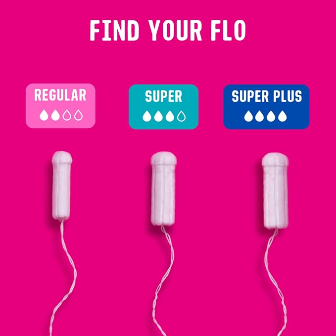 Flo - Organic Cotton Tampons for Women - 16 Pack (8 Regular, 8 Super) - Leak Proof - No Synthetic Fibers, Chlorine Bleach, or Added Dyes - Non-Applicator - Feminine Care - Vegan & Cruelty Free