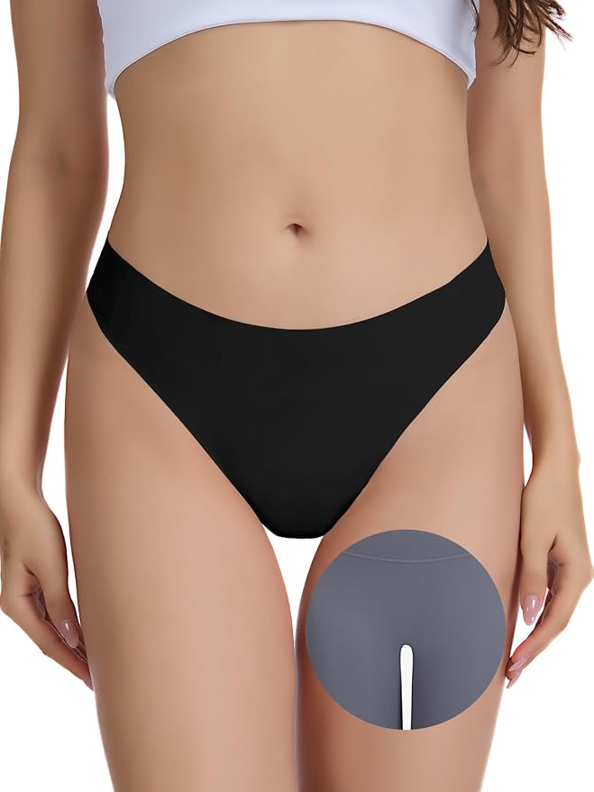 Seamless Camel Toe Thongs for Women Invisible Cameltoe Thong Panty Liners No Show Workout G-Strings Underwear