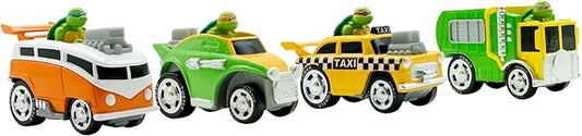 Teenage Mutant Ninja Turtles, 1:64th Diecast Shell Riders Set, Classic Styling, Leo, Raph, Donatello, and Mikey, Ages 3+