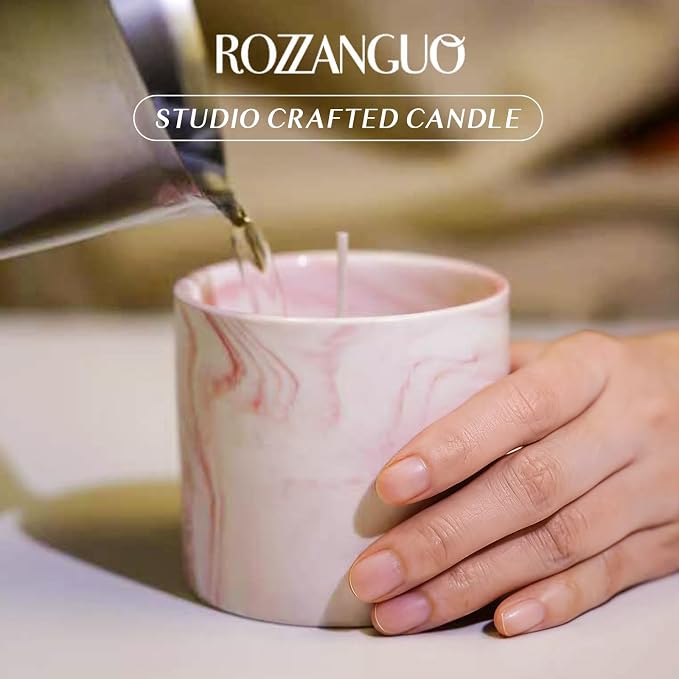 Luxury Marble Jar Scented Candle | Women Men | Non Toxic 100% Natural Coconut & Soy Wax Blend Cotton Wick | Hand Poured Highly Scented Long Lasting (Ocean Breeze & Orange Blossom, 10 oz)