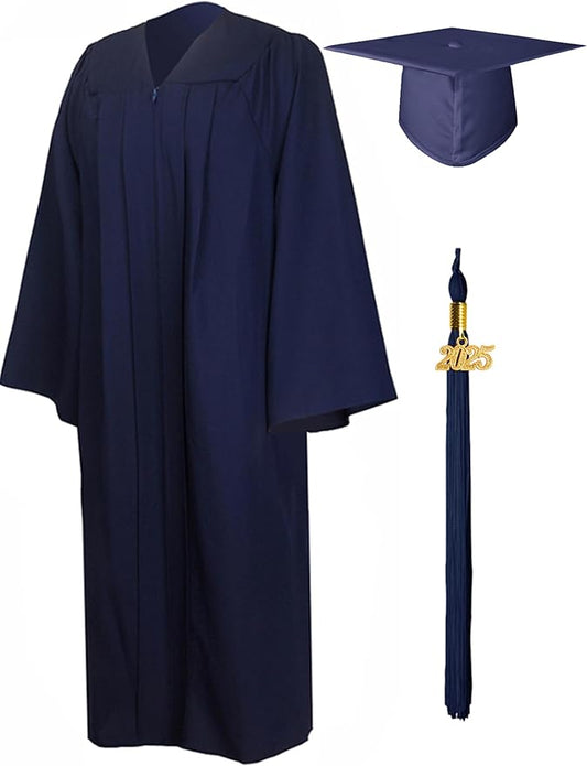 GraduationMall Matte Graduation Gown Cap Tassel Set 2025 for High School and Bachelor