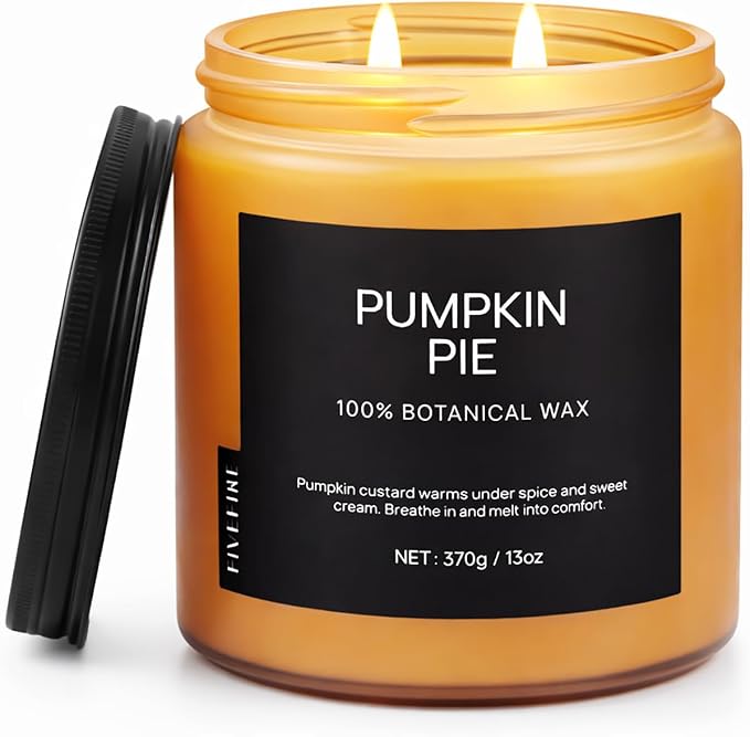 Pumpkin Pie Home Scented Candles, 13oz Organic Soy Wax, 76-Hour Clean Burning, Natural Candles Non Toxic, Warm & Spicy Fall Harvest Scent for Relaxation, Aromatherapy Housewarming Candle for Men Women