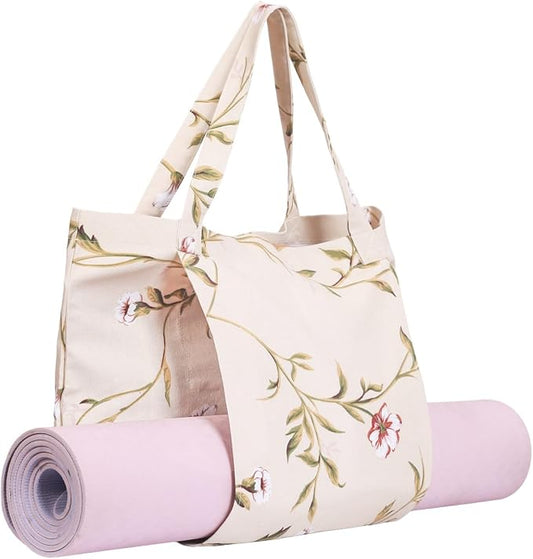Yoga Mats bag for Women, Canvas Bags for Yoga Mat & Blocks Women, Floral Gym Valentine's Day Gifts for Yoga Lover
