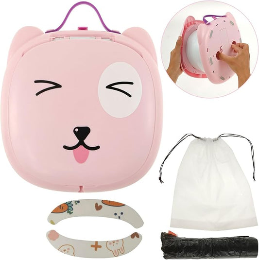 Travel Potty for Toddler, Portable Carry Toilet, Sturdy Seat, Kid's Car Foldable Training Toilet, Emergency Seat for Car, Camping, Outdoor, Indoor (Pink)