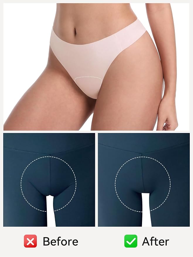 LUCKMEEY Cotton Thongs for Women Seamless Thongs for Women No Show Thong Panty Liners Workout G-String Thongs Underwear