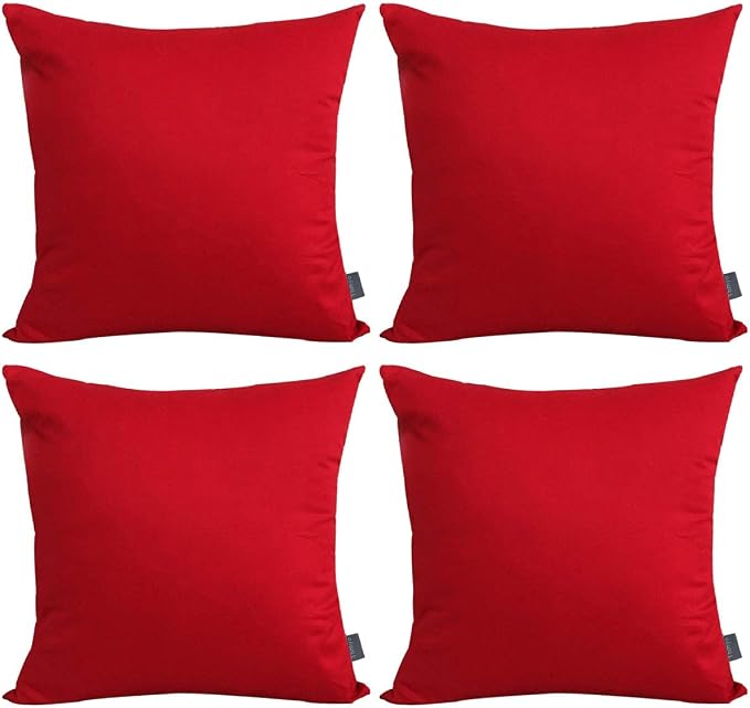 Thmyo 4-Pack 100% Cotton Comfortable Solid Decorative Throw Pillow Case Square Cushion Cover Pillowcase Sublimation Blank Pillow Covers DIY Throw Pillowcase for Couch Sofa Bed(20x20inch/50x50cm,Red)