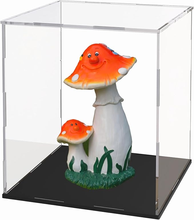 Acrylic Display Case for Collecibles, Clear Square Acrylic Box for Figures Statues Toys and Trophy, 7" L x 7" W x 11" H