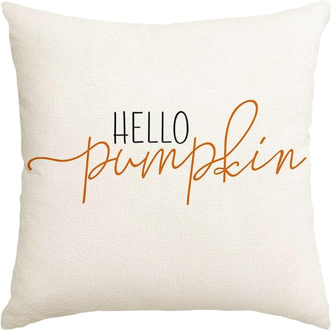 RABUSOFA Fall Pillow Covers 20x20 Inch Fall Decor for Home | Hello Pumpkin Lettering,Indoor Outdoor Use,Harvest Autumn Thanksgiving Decorations for Couch Sofa