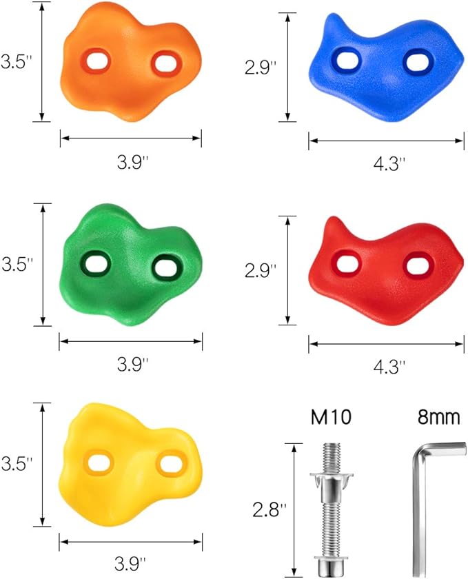 SEKKVY 25 Climbing Holds for Kids, Multi-Color Rock Wall Kit for Indoor Outdoor Play Set, With Mounting Hardware