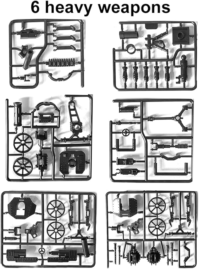 Military Weapons Pack Guns and Accessories for Minifigures, Custom Military War Gears Building Blocks Toy, 6 Heavy Weapons and Over 80 Pieces War Equipments for Legomaniacs