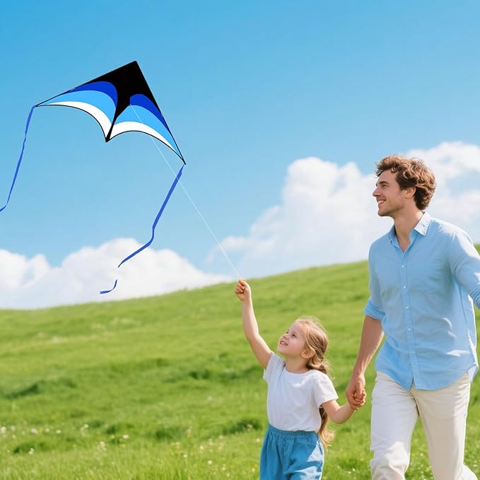 Mint's Colorful Life Delta Kite for Kids & Adults, Extremely Easy to Fly Kite for Beach Trip, Best Kites for Beginners, 300ft String Handle Included