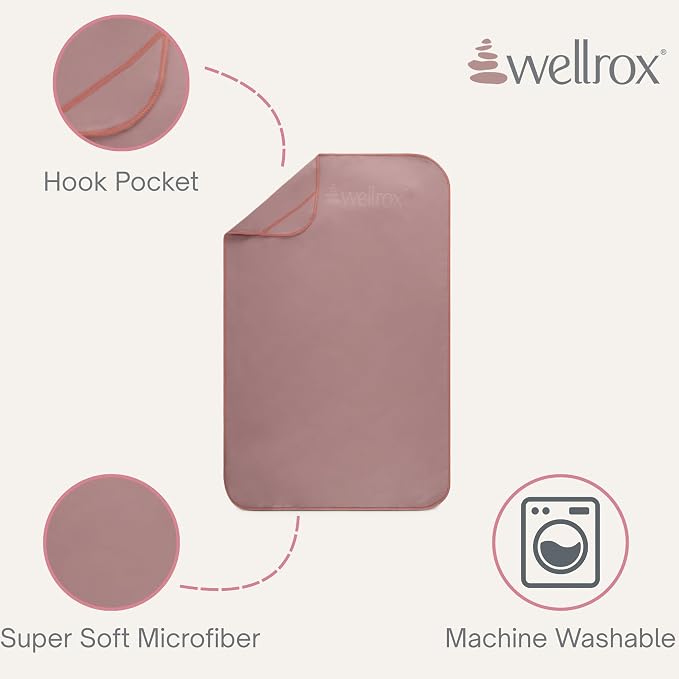 Wellrox Microfiber Yoga Hand Towel – Super Soft, Quick-Dry, Non Slip Yoga Towel for Hot Pilates, Gym & Workouts (26.5" x 16", Rose)