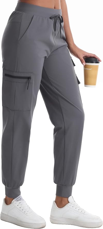 Rrosseyz Women's Hiking Pants with Pockets - Lightweight Water Resistant Joggers Cargo Pants for Casual Travel Golf Outdoor