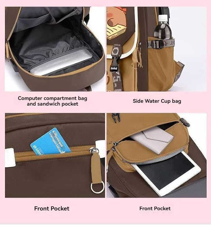 Kapibara Capybara Cartoon Backpack Large Capacity Waterproof Kapibara stuff kawaii backpack with pins and Accessories (pattern 11)