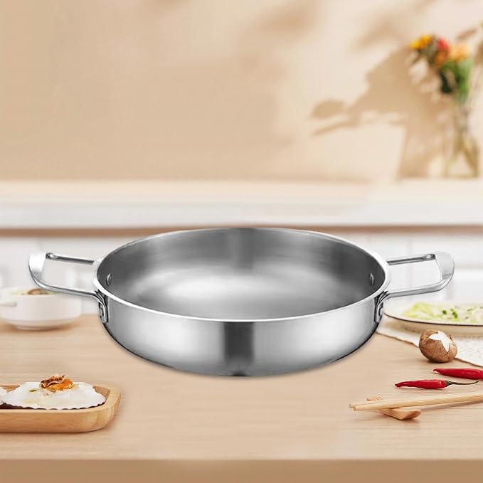 Korean Ramen Cooking Pot with Handles for Instant Noodle Soup and Camping, 24 cm Silver