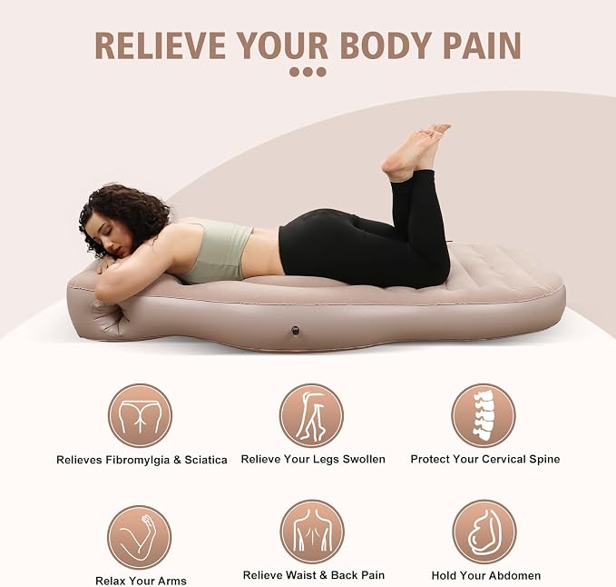 Inflatable Pregnancy Pillow with Hole - Pregnancy Blow Up Mattress, Maternity Pillow Inflatable for Prone Sleeping Includes Electric Pump, Relieves Back/Hip Pain, Gray
