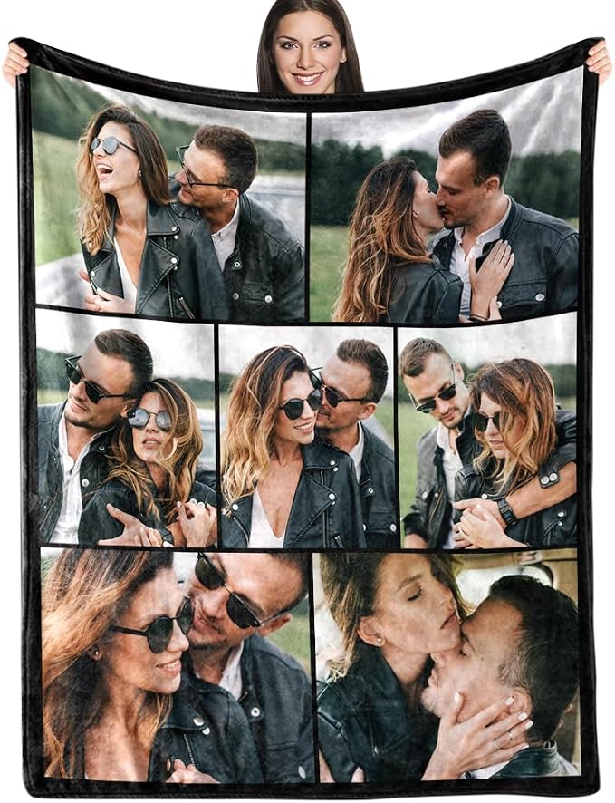 ICELIETE Custom Blanket with Picture Customized Fleece Photo Blanket for Couples Gifts Personalized Blankets and Throws Christmas Valentines Day Gifts for Boyfriend Girlfriend