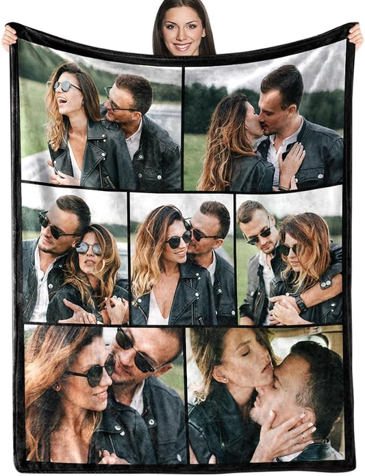 ICELIETE Custom Blanket with Picture Customized Fleece Photo Blanket for Couples Gifts Personalized Blankets and Throws Christmas Valentines Day Gifts for Boyfriend Girlfriend