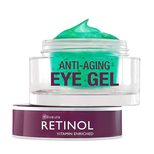 LIVAURA Retinol Vitamin A Eye Gel – Anti-Wrinkle Treatment Minimizes Signs of Aging, Dark Circles Around Eyes – Extra Boost of Retinol From Micro-Beads Restores Tone & Elasticity to Eye Area