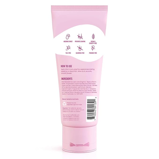 HAPPY CURVES Lotion to Powder Anti Chafing Odor Control Cream for Women: Aluminum-Free Cream for Private Parts, Under Breast, & Body 2.25 Fl Oz (1 Pack, Tropical Oasis)