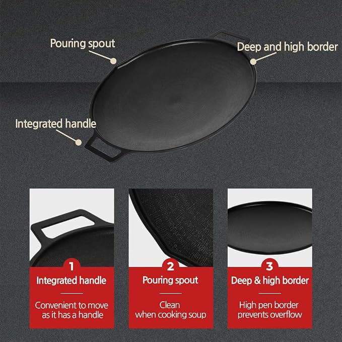 Korean BBQ B IH Griddle Grill Pan, Nonstick Coating, All Stove(Gas, Electric & Induction), Indoor Outdoor Griddle (14 IN)