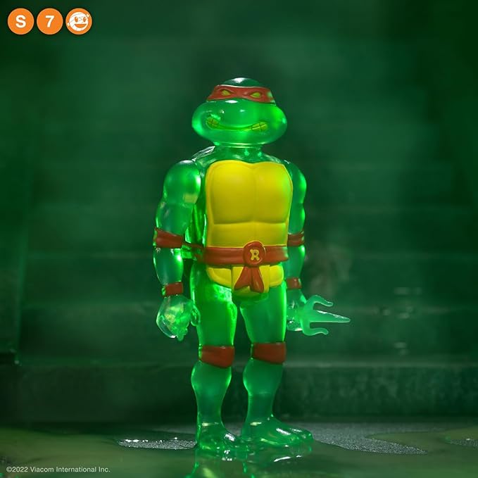 Super7 Teenage Mutant Ninja Turtles Raphael (Mutagen Ooze) Reaction Figure - 3.75" TMNT Action Figure with Accessories Classic Cartoon Collectibles