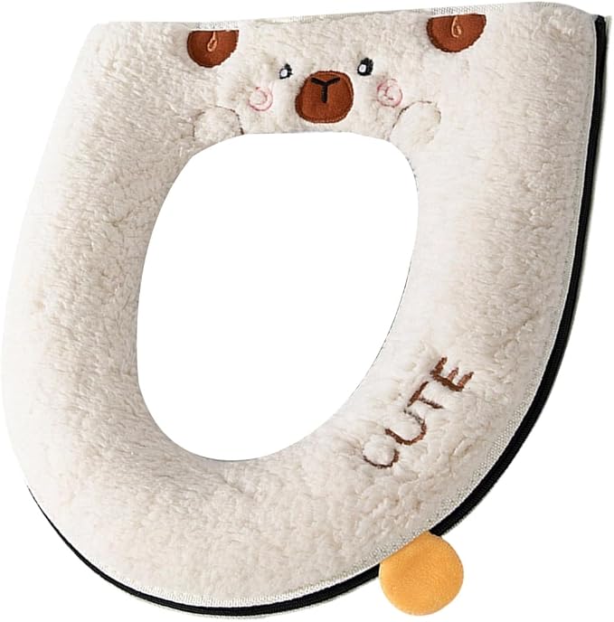Cartoon Toilet Seat Cover, Plush Warm Soft Easy Installation Easy Winter Toilet Seat Cover for Home Bathroom