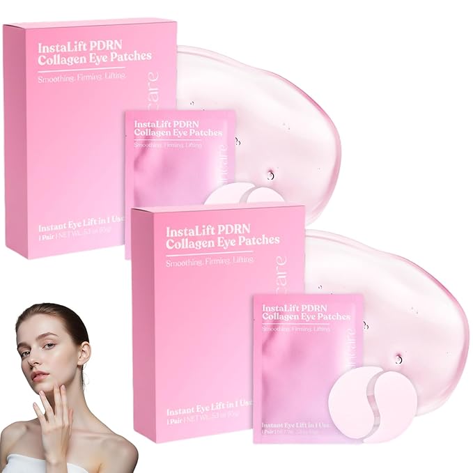Instalift Pdrn & Collagen Eye Patches, Pdrn Collagen eye patches, Eye Patches for Puffy Eyes and Dark Circles (2 Box (16 pieces))