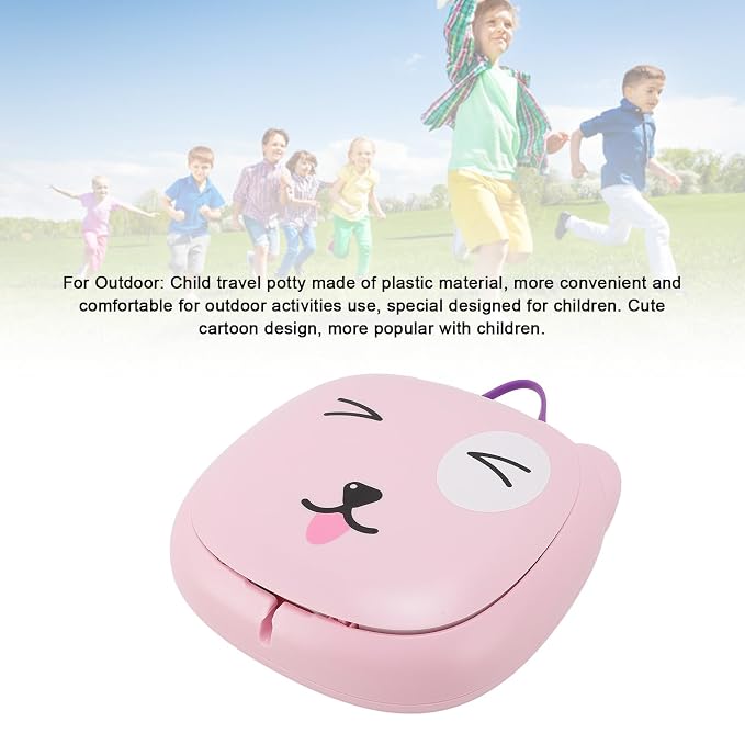 Children Toilet, Training Toilet for Kids, Foldable Potty with Storage Bag, Foldable Potty Training Toilet for Car Driving Camping Travel (Pink)
