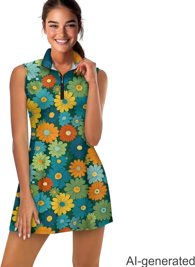 Golf Dress Tennis Dresses for Women with Built in Shorts and Pockets Sleeveless Athletic Dress Workout Dress
