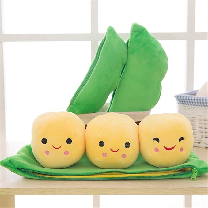 Giant Peas in A Pod Plush Toy Pea Pod Pillow Cute Pea Stuffed Toys Plant Doll Various Sizes (Yellow Beans,15.7''/40cm)