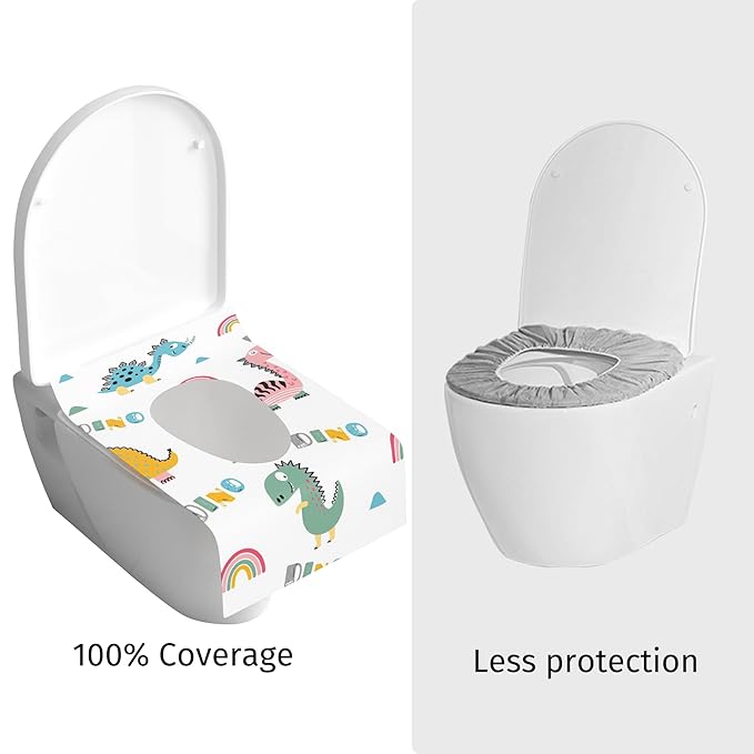 Dinosaur Toilet Seat Covers Disposable 100 Pack,Large Waterproof Potty Covers for Kids,Travel-Friendly Individual Packs,Perfect for Toddlers’ Potty Training in Public Restrooms
