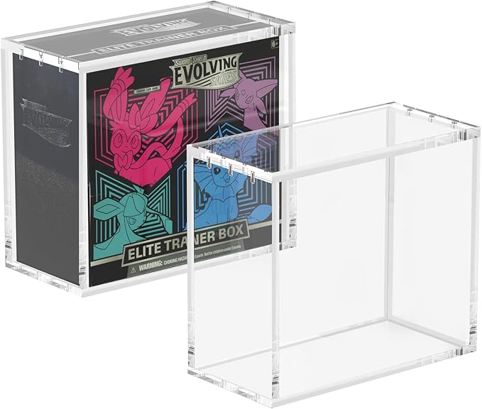 ETB Acrylic Protector Case 8mm Thick Magnetic Lid Closure Easy Top Loading UV Protection Dustproof Display Case Compatible with Elite Trainer Boxes(Case Only)