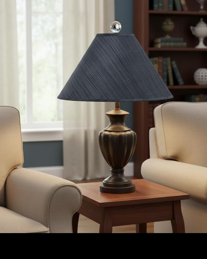 Aspen Creative 32203A Hardback Empire Spider Lamp Shade in Grey & Black, 6" Top x 19" Bottom x 12" Slant Height