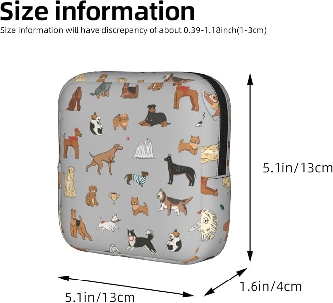 Dog Dogs Funny Pets Period Bag For Women,Portable Sanitary Napkin Period Pad Pouch For Purse, Small Make Up Bags
