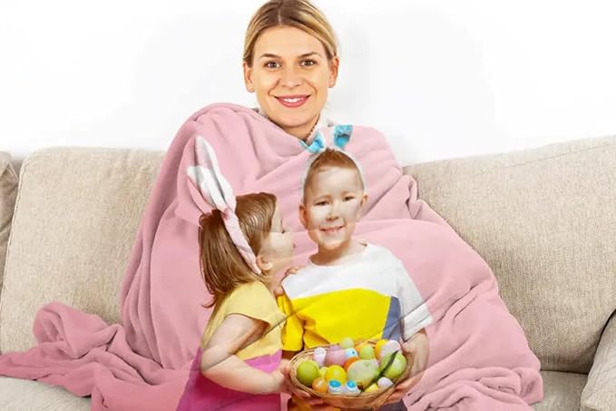 inkArts Custom Blanket with Photo, Personalized Photo Blanket, Customized Picture Blankets, Customizable Blankets, Personalized Best Mom Ever Gifts for Mom