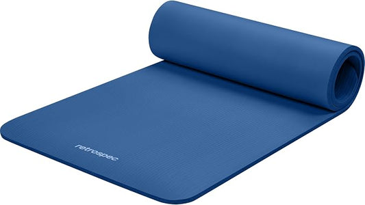 Retrospec Solana Yoga Mat Thick 1/2in Non-Slip Workout Mat with Nylon Strap - 72x24in Exercise Mat for Pilates, Stretching & Fitness - BPA Free, Easy Clean