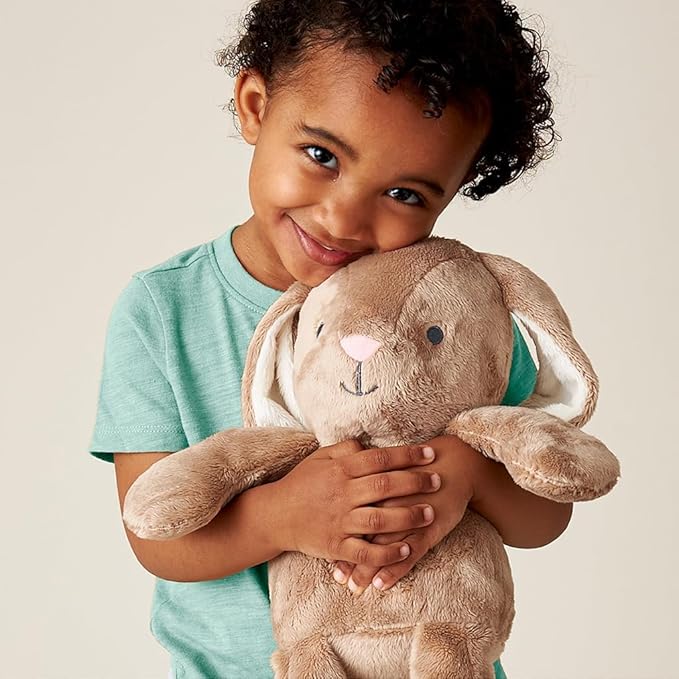 Itzy Ritzy Snuggles Plush Toy – Soft Stuffed Animal for Babies, Kids & Adults – Sensory Ribbons & Textured Fabrics for Tactile Play – Cozy & Cuddly Companion for Newborns & Up (Taupe Bunny)