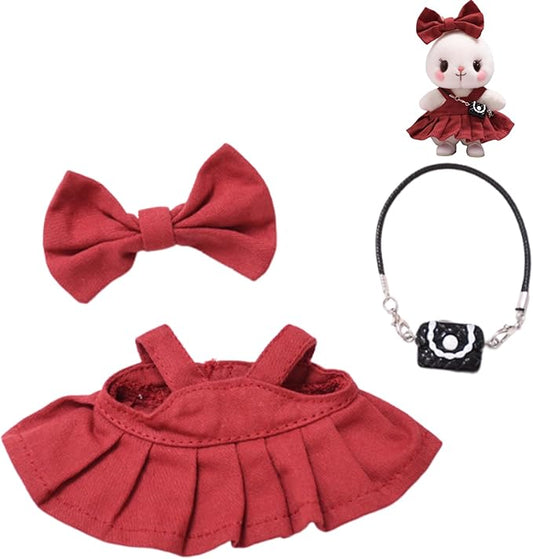 3 Set 17 cm Doll Clothes - 6.7 Inches Cute Dolls Dress - Premium Fashion Accessories, Doll Clothes+Overalls+Glasses Style Bundle,Gifts for Lovers (Style-Q)