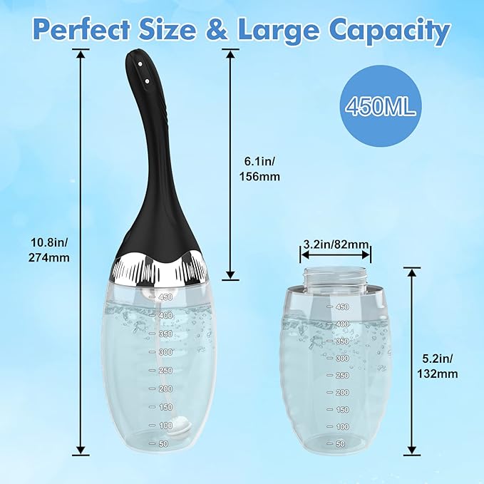 Automatic Electric Enema Bulb with 3 Speeds, Silicone Enema Anal Douche Cleaner for Men Women Colon Cleansing, Remote Control Reusable Enema Kit Cleaner Anti-Backflow Douche for Easy Cleaning 15oz