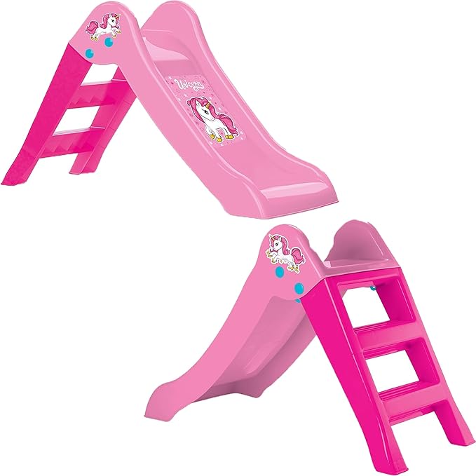DOLU: My First Slide: Unicorn & Pink - Indoor/Outdoor Toy, Foldable Slope, 2 Step Ladder, Durable Plastic, Playground Equipment, Toddlers Kids Ages 2+