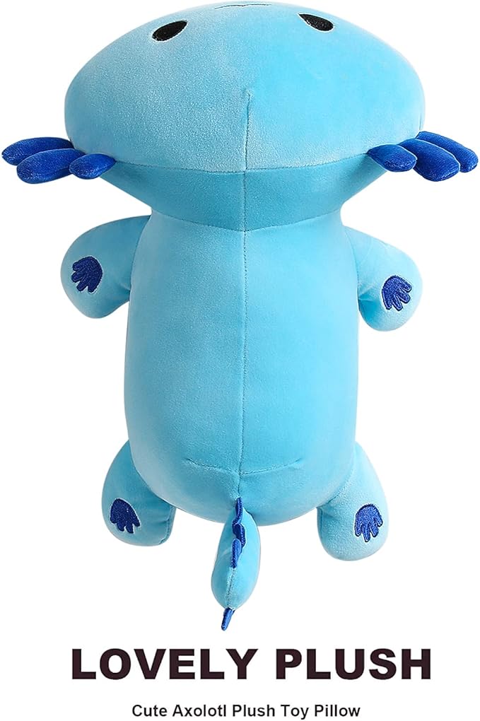 Onsoyours Cute Axolotl Plushie, Soft Stuffed Animal Salamander Plush Pillow, Kawaii Plush Toy for Kids (Blue Axolotl A, 13")