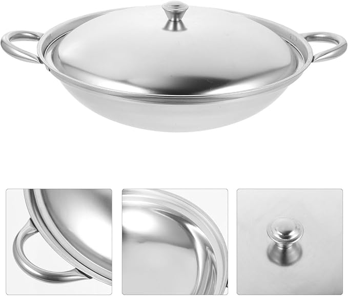 Stainless Steel Ramen Pot with Double Handle Korean Hot Pot Wok for Seafood Cooking for Home Restaurant Use Effortless Cleaning and Stylish Design